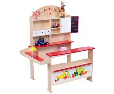 COSTWAY Kaufladen Kinder 116 x 70 x 117 cm, Kaufmannsladen mit Tafel, Kinderkaufladen, Einkaufsladen, Verkaufsstand, Marktstand geeignet für Kinder ab 3 Jahren
