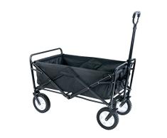 GOJOOASIS Bollerwagen Transportwagen Ausziehbarer Griff Handwagen Transportkarre faltbar Gartenwagen Gerätewagen 360° Drehbar (Schwarz)