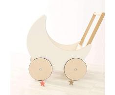 Holz Nachzieh Wagen, Wagen für Kind mit Rad, Schieben entlang Spielzeug aus Holz für Mädchen/Jungen 1-3 Jahre alt, Kleinkind Push-Spielzeug, Kind Erster Schritt Gehen,Weiß