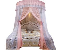 SimidunEUR Moskitonetz Bett, Moskitonetz Romantische Prinzessin Bett Baldachin Kuppel Mücken Netz Runden Betthimmel Schlafzimmer Dekoration für Mädchen & Erwachsene,Graues Rosa,Bett 2 M
