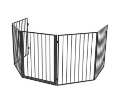 Kaminschutzgitter Stahl Laufgitter Absperrgitter Türschutzgitter Kaminfunkenschutz Sicherheit Ofenschutzgitter Absperrgitter für Haustiere - Schwarz, Gesamtgröße: 123 x 123 x 76 cm (L x B x H)