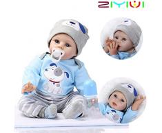 ZIYIUI Reborn Baby Puppe 22/55cm Lebensecht Weiches Silikon Vinyl Handgemachte Reborn Baby Junge Neugeborenes Reborn Toddlers Junge Mädchen Spielzeug Weihnachts Geschenk