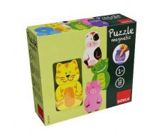 Jumbo Spiele Goula D55234 - Magnetisches Holzpuzzle Tiere, 12-teilig