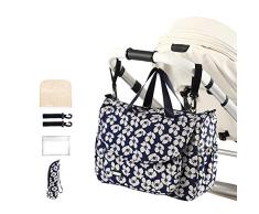Kinderwagen Organizer Bag Mummy Bag Buggy Pram Bag Flaschenhalter mit abnehmbaren Haken,Blue