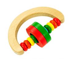 Holz-Rassel Clutching Spielzeug für Kinder zum Umkleiden von Rasseln und sensorischen Beißring, 1 Stück, aus Holz, bunt, mit Rassel und Handgriff, 1 Stück