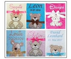 Babydecke mit Namen und Datum bestickt Baby Geschenke Geburt Taufe