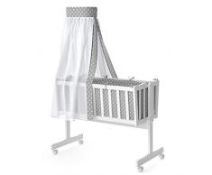 VITALISPA Wiege NOAH Schaukelwiege Babywiege Holz Weiß Grau Bett Set Buche