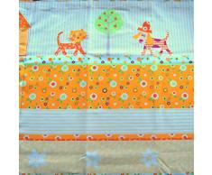 Kinderzimmer Gardine Schlaufenschal Hund Katze | Farbe: orange | Kindergardine mit Motivdruck BxH 135x245cm