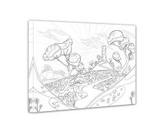 Bilderdepot24 Phantasielandschaft - Ausmalbild auf Leinwand, aufgespannt auf Rahmen - 50x40 cm - Eigene Herstellung, Faire Produktion in Deutschland