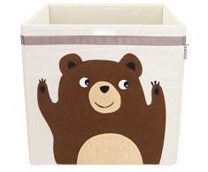 GLÜCKSWOLKE Aufbewahrungskiste für Kinderzimmer I Spielzeugbox mit Deckel und Griffen I Spielzeug Box (33x33x33) zur Aufbewahrung im Kallax Regal I Waldtiere Motiv Bär für Kinder (Henry Honigbär)