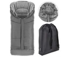 Zamboo Fußsack für Joie Buggy Sportwagen (passend für Litetrax, Mytrax, Chrome) - Winterfußsack für Kinderwagen, mit Reflektor, Kapuze & Tasche - Grau