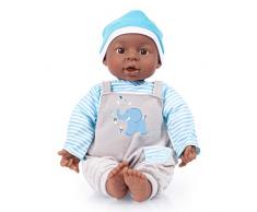 Bayer Design 94001AH Funktionspuppe, Babypuppe Interactive Boy, Junge, 12 Babylaute, 40cm, dunkelhäutig, mit Ringellocken, weicher Körper