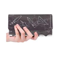 Einzigartige benutzerdefinierte zurück Schule Kreide Doodle auf Frauen Trifold Brieftasche Lange geldbörse kreditkarteninhaber Fall Handtasche