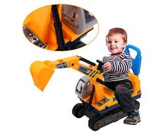 Cocoarm Sitzbagger für Kleinkinder Kinderbagger Rutscher Kinderfahrzeug mit Helm Bagger Rutschbagger Sandbagger Loader Kinderfahrzeug Gelb