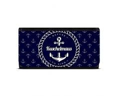 Geldbörse mit Namen Kuschelmaus - Design Anker - Brieftasche, Geldbeutel, Portemonnaie, personalisiert für Damen und Herren