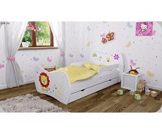 Kinderbett Weiss mit Matratze Bettkasten und Lattenrost - verschiedene Motive DM (Lüwe, 160x80)
