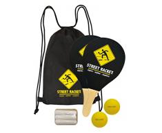 Schildkröt Street Racket Set, 2 Holzschläger, 2 Softbälle, Straßenmalkreide zur Spielfeldmarkierung, im Polyester-Carrybag, 970115