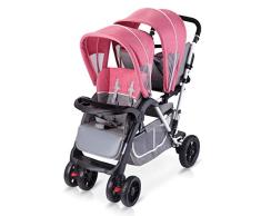 BOROAO Doppel Kind zweites Kind Kinderwagen leichte Vorder- und Rücksitzzwillingswagen mit Tretwagen,C