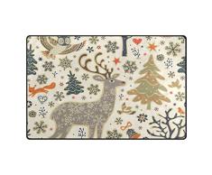 MyDaily Teppich, Eulenmotiv, Schneeflocken, ca. 91 x 152 cm, für Wohnzimmer, Schlafzimmer, Küche, dekorativ, Leichter Schaumstoff-Teppich, Polyester, Multi, 20 x 31