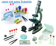 EDU-TOYS Mikroskop Zoom 100x – 900x im Handkoffer Lernmikroskop mit extra Experimentierzubehörpaket und Schutzbrille