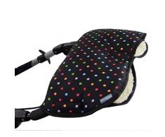 BAMBINIWELT MUFF mit Lammwolle, kuscheliger Handwärmer - Muff für Kinderwagen, Buggy, Radanhänger - WOLLE (kl. bunte Punkte)