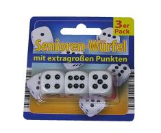 GP 3X Senioren-Würfel Spielwürfel Knobel Würfel Cube Extra große Punkte weiß