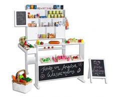 SUN Kaufmannsladen mit Tafel und Kundenstopper aus Holz Weiß (Version 2)