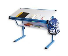 IDIMEX Kinderschreibtisch Schülerschreibtisch Blue in weiß blau Schreibtisch höhenverstellbar neigungsverstellbar
