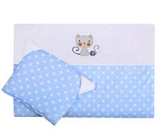 BlueberryShop Bettwäsche 2tgl Set Kinderwagen Krippe Baumwolle Decke & Kissen (29.5 x 25.5) (0-12 m) (75 x 65 cm) Blau Sky