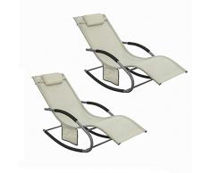 SoBuy OGS28-MIx2 2-er Set Swingliege Schaukelliege Sonnenliege Liegestuhl Gartenliege mit Tasche Gewebe in beige