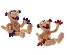 Jan & Henry 519589 Sandman Plüschtier, Set, Handspielpuppe, Jan, Henry, braun, rot, lila