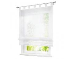 BAILEY JO 1er-Pack Raffrollo mit Schlaufen Gardinen Voile Transparent Vorhang (BxH 100x155cm, weiß)