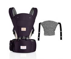 ERWEY Babytrage Ergonomische mit Breiter Hüftsitz, Reine Baumwolle, Multiposition, mit Abnehmbarer Kapuze, Einstellbar für Neugeborene und Kleinkinder von 0 bis 3 Jahren Kindertrage (Dunkelblau)