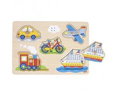 Goki 57519 – Puzzle Sonoro Verkehrsmittel (5 Teilen) (Holz) (+ 1)
