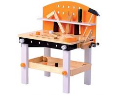 TikTakToo Werkbank Kinder aus Holz FSC® 100%, Kinderwerkbank ist 14-teilig und inkl. Kinderwerkzeug, Spielzeug für Kinder ab 3 Jahren geeignet