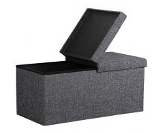 Deuba Faltbare Sitztruhe mit Stauraum 100 L Deckel klappbar 80x40x40 cm Dunkelgrau Stoff Truhenbank Sitzbank Truhe Bank