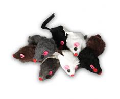 Europet Bernina Echtfell-Maus, Spielzeug für Katzen (mit Rassel, 9 Stück)