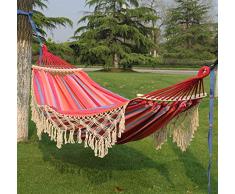 EDOSTORY Reisehängematte, Tragbare Hängematte, Kindercampingstuhl, Große Hängematte Mit Quaste, 200X150cm, Für Outdoor-Camping Wandern Garten, Hängesessel,B
