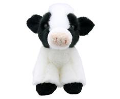 Lashuma Stofftier Kuh Schwarz Weiß, Kleines Kuscheltier Kalb vom Bauernhof 15 cm, Sitzendes Plüschtier Kälbchen