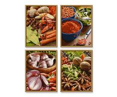 Schipper 609340719 - Malen nach Zahlen - Gewürze - Bilder malen für Erwachsene, inklusive Pinsel und Acrylfarben, Quattro je 18 x 24 cm