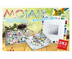 folia 575720 - Mosaik Kreativ Set, 282 Teile, mit Bastelanleitung für 3 verschiedene Objekte