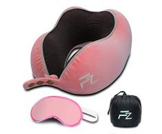 FLOWZOOM Nackenkissen Kinder Nackenhörnchen Kinder für zu Hause zum Lesen | Kinder-Reisekissen aus Memory Foam mit extra weichem Kissenbezug für Kids ab 5 J. - Comfy Kids Rosa