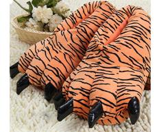 LANFIRE Unisex Soft Plüsch Haus Hausschuhe Tier Kostüm Pfote Claw Schuhe (M (EUR 35-39), Tiger)