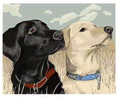 Kxch Hundeölgemälde DIY Gemälde nach Zahlen Tiere Hunde Ausmalbilder Drucken auf Leinwand Geschenk für Wohnkultur Wandkunst Größe: 40X50Cm Ungerahmt