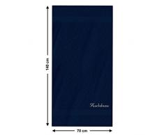 Badehandtuch mit Namen Kuschelmaus bestickt, 70x140 cm, dunkelblau, extra flauschige 550 g/qm Baumwolle (100%), Handtuch mit Namen besticken, Badetuch mit Bestickung