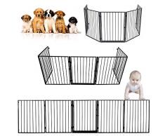 MCTECH Baby Kaminschutzgitter Kinderschutzgitter 305 cm - Metall Schwarz Schutzgitter Ofenschutzgitter aus 5 element für Kinder