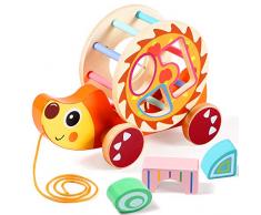 Lewo Nachziehspielzeug Ziehspielzeug mit Formsortierer Holz Lernspielzeug Spielzeug für 1 2 Jahre Kleinkind Jungen Mädchen