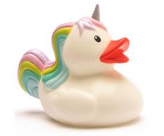 Duckshop I Badeente Einhorn I Quietscheentchen I Quietscheente I L: 10 cm - inkl. Badeenten-Schlüsselanhänger im Set