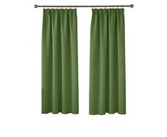 Deconovo Vorhang Blickdicht Kräuselband Gardinen Kinderzimmer Gardinen Blickdicht 175x140 cm Apfelgrün 2er Set