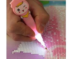 Gemini_Mall® DIY Diamant-Malwerkzeuge, Klebestifte, Platten, Ton, Pinzette, insgesamt 11 Stück Led Sticky Stift, Pink